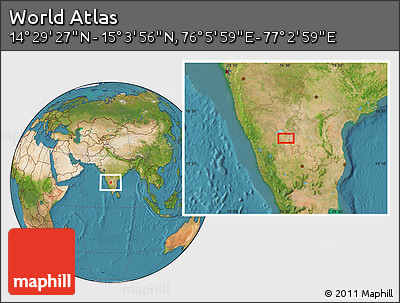Satellite Location Map of the Area around 14° 46' 42" N, 76° 34' 29" E
