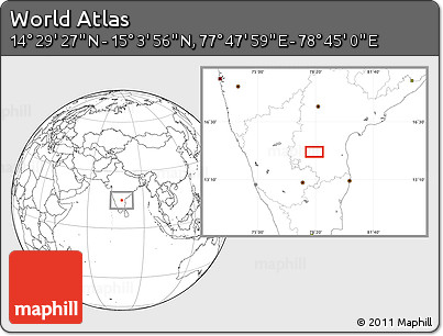 Blank Location Map of the Area around 14° 46' 42" N, 78° 16' 30" E