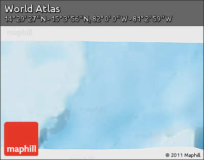 Physical 3D Map of the Area around 14° 46' 42" N, 81° 31' 30" W