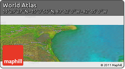 Satellite Panoramic Map of the Area around 14° 46' 42" N, 83° 13' 29" W