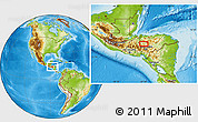 Physical Location Map of the area around 14° 46' 42" N, 87° 28' 29" W