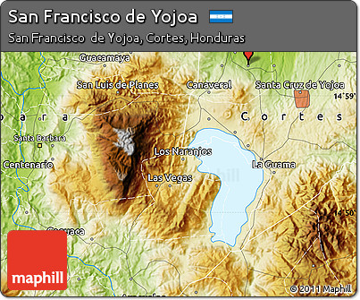 Free Physical Map of San Francisco De Yojoa
