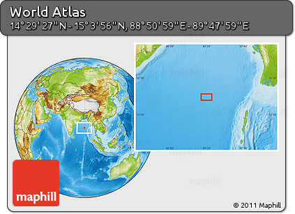 Physical Location Map of the Area around 14° 46' 42" N, 89° 19' 29" E