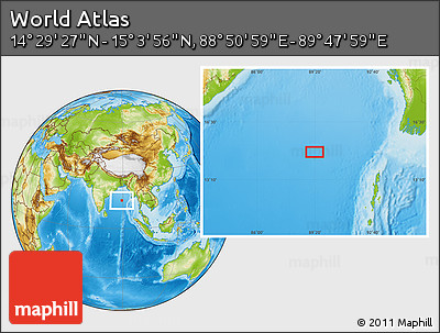 Physical Location Map of the Area around 14° 46' 42" N, 89° 19' 29" E