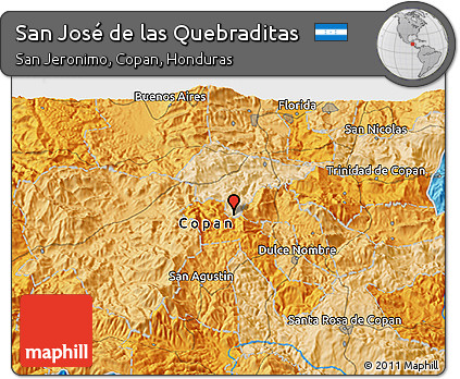 Political 3D Map of San José De Las Quebraditas