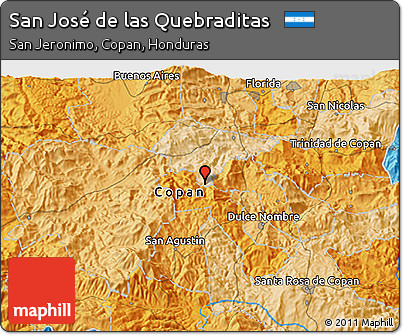 Political 3D Map of San José De Las Quebraditas