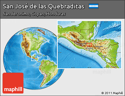 Physical Location Map of San José De Las Quebraditas