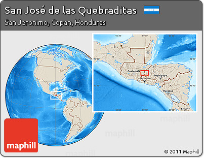 Shaded Relief Location Map of San José De Las Quebraditas