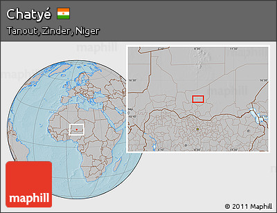 Gray Location Map of Chatyé, hill shading