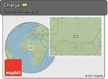 Savanna Style Location Map of Chatyé, hill shading