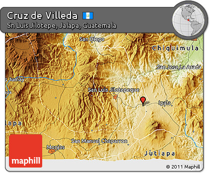 Physical 3D Map of Cruz De Villeda