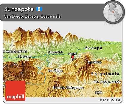 Physical Panoramic Map of Sunzapote
