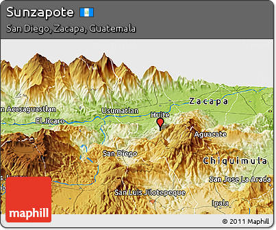 Physical Panoramic Map of Sunzapote