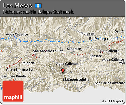 Shaded Relief Panoramic Map of Las Mesas