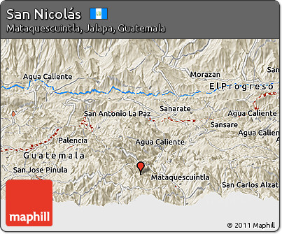 Shaded Relief Panoramic Map of San Nicolás