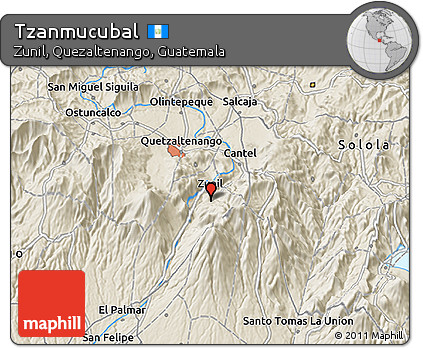 Shaded Relief 3D Map of Tzanmucubal