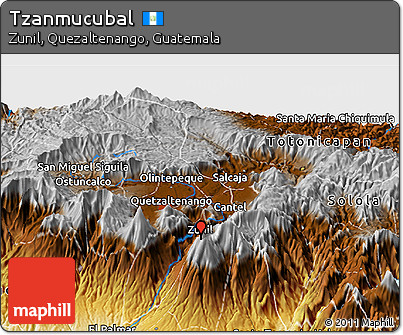 Physical Panoramic Map of Tzanmucubal