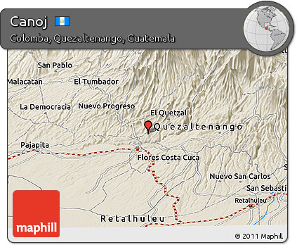 Shaded Relief Panoramic Map of Canoj