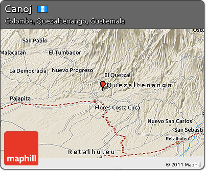 Shaded Relief Panoramic Map of Canoj