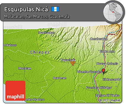 Physical 3D Map of Esquipulas Nicá