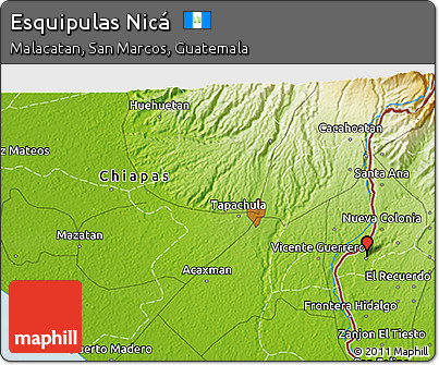 Physical 3D Map of Esquipulas Nicá