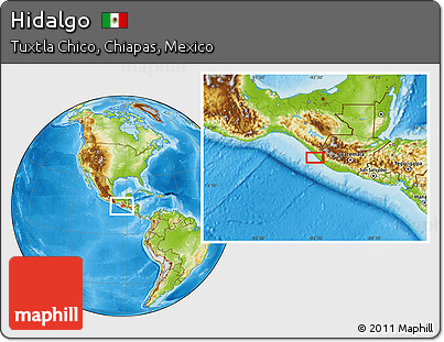 Physical Location Map of Hidalgo