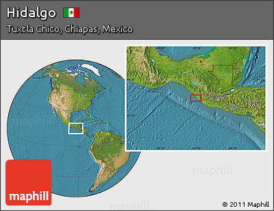 Satellite Location Map of Hidalgo