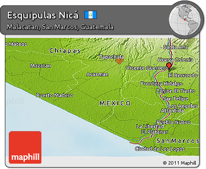 Physical Panoramic Map of Esquipulas Nicá