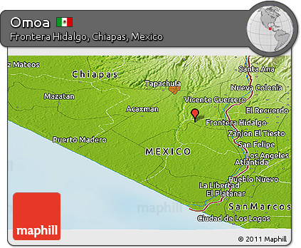 Physical Panoramic Map of Omoa