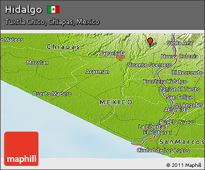 Physical Panoramic Map of Hidalgo