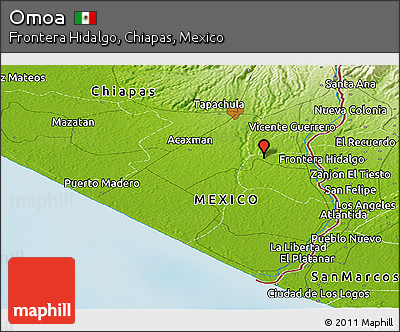 Physical Panoramic Map of Omoa