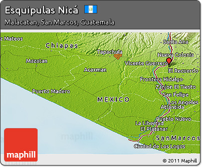 Physical Panoramic Map of Esquipulas Nicá