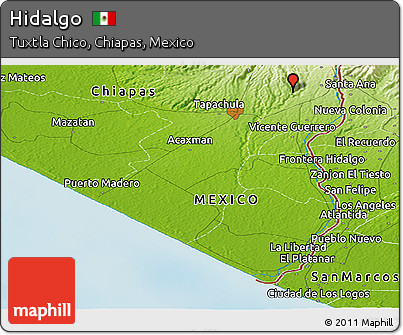 Physical Panoramic Map of Hidalgo