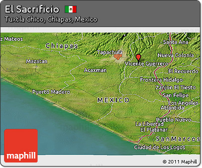 Satellite Panoramic Map of El Sacrificio