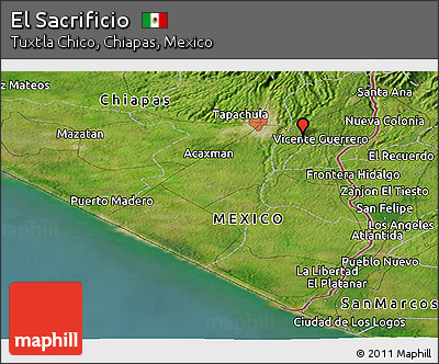Satellite Panoramic Map of El Sacrificio