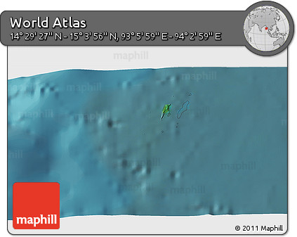 Satellite 3D Map of the Area around 14° 46' 42" N, 93° 34' 29" E