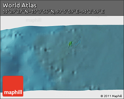 Satellite 3D Map of the Area around 14° 46' 42" N, 93° 34' 29" E