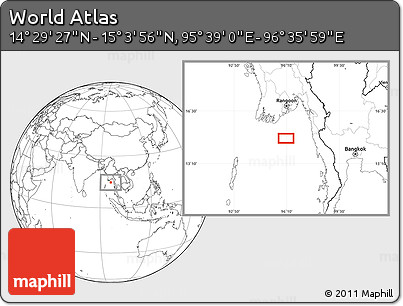 Blank Location Map of the Area around 14° 46' 42" N, 96° 7' 30" E