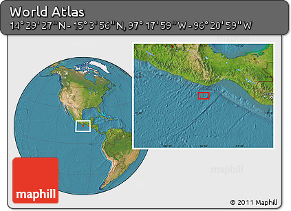Satellite Location Map of the Area around 14° 46' 42" N, 96° 49' 29" W