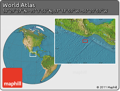 Satellite Location Map of the Area around 14° 46' 42" N, 96° 49' 29" W
