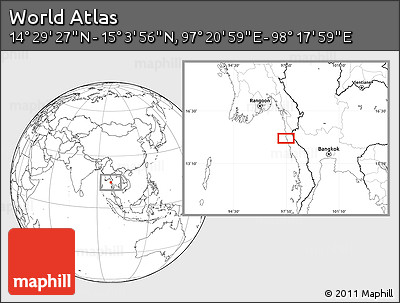 Blank Location Map of the Area around 14° 46' 42" N, 97° 49' 29" E