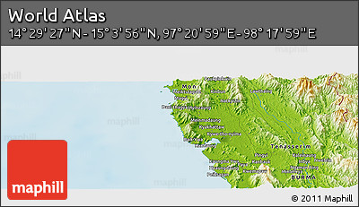 Physical Panoramic Map of the Area around 14° 46' 42" N, 97° 49' 29" E