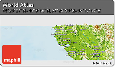 Physical Panoramic Map of the Area around 14° 46' 42" N, 97° 49' 29" E