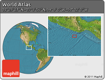 Satellite Location Map of the Area around 14° 46' 42" N, 97° 40' 30" W
