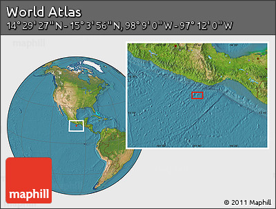 Satellite Location Map of the Area around 14° 46' 42" N, 97° 40' 30" W