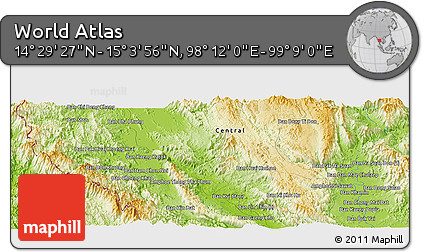 Physical Panoramic Map of the Area around 14° 46' 42" N, 98° 40' 30" E