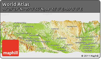Physical Panoramic Map of the Area around 14° 46' 42" N, 98° 40' 30" E
