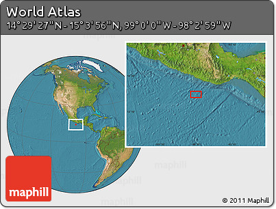 Satellite Location Map of the Area around 14° 46' 42" N, 98° 31' 30" W