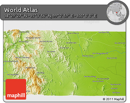 Physical 3D Map of the Area around 14° 46' 42" N, 99° 31' 30" E