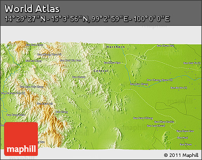 Physical 3D Map of the Area around 14° 46' 42" N, 99° 31' 30" E